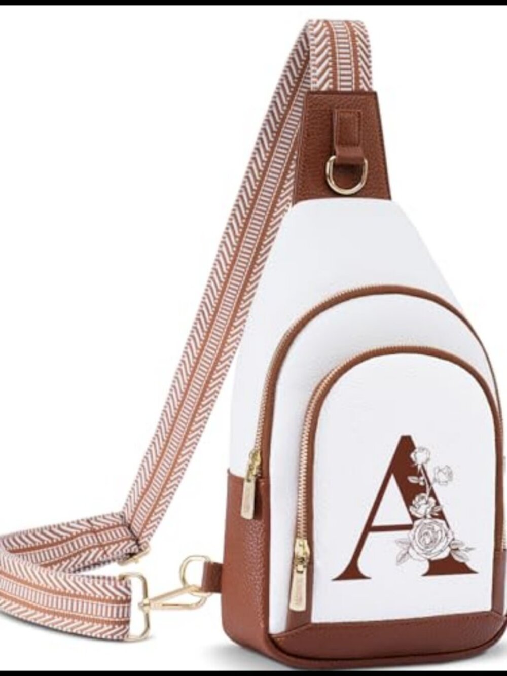 Personalized PU Leather Crossbody Bag Sling Bag Initial Letter Travel Gift